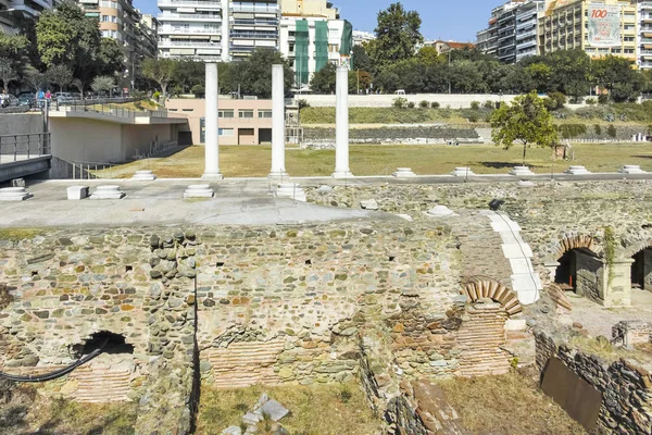 Ruínas do Fórum Romano na cidade de Salónica, Grécia — Fotografia de Stock