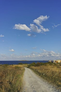 Bulgaristan 'ın Çernomoret kıyı şeridinin gün batımı manzarası