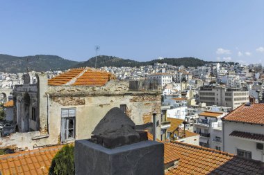 Panoramik şehir, Kavala, Yunanistan