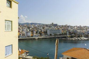 Panoramik şehir, Kavala, Yunanistan