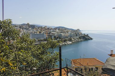 Panoramik şehir, Kavala, Yunanistan