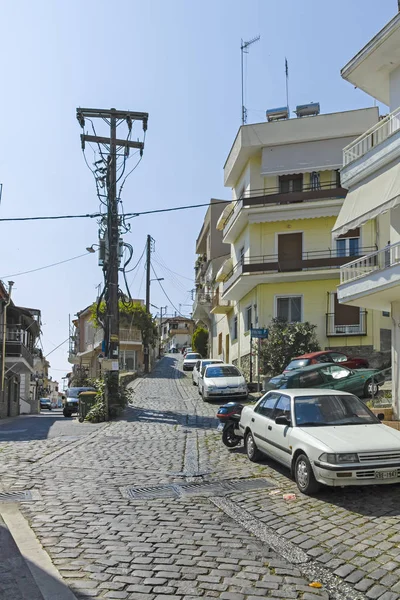 Kavala Grécia Junho 2019 Rua Típica Casas Cidade Velha Kavala — Fotografia de Stock