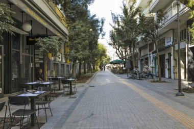 Yunanistan 'ın Selanik kentindeki tipik sokak ve bina