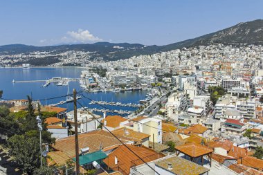 Yunanistan 'ın kalesinden Kavala kentinin panoramik manzarası