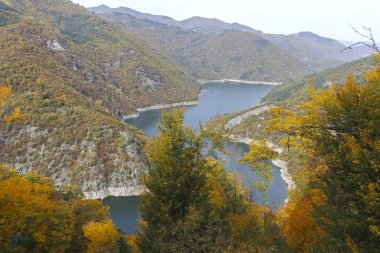 Bulgaristan 'ın Tsankov Kamak Reservoir kentinde sonbahar manzarası