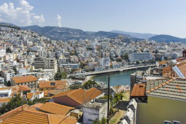 Kaleden Kavala şehrinin panoraması, Yunanistan