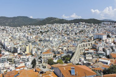 Kaleden Kavala şehrinin panoraması, Yunanistan