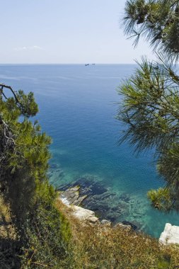 Yunanistan 'ın Kavala kentinin toprak döşeme manzarası