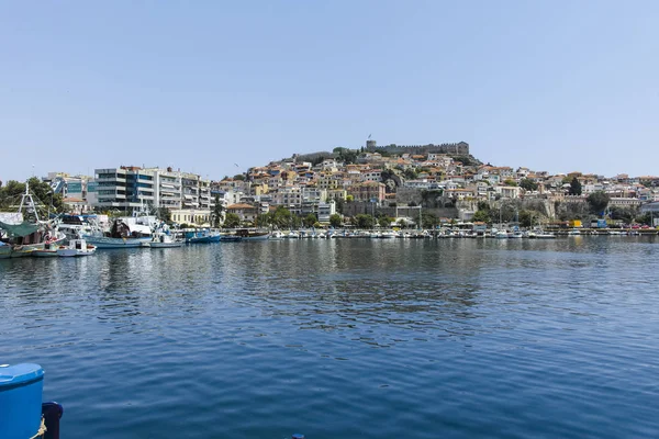 Panorama z nasypu Kavala, Grecja — Zdjęcie stockowe