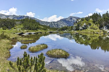 The Fish Lakes, Rila Dağı, Bulgaristan yakınlarındaki küçük göllü yaz manzarası