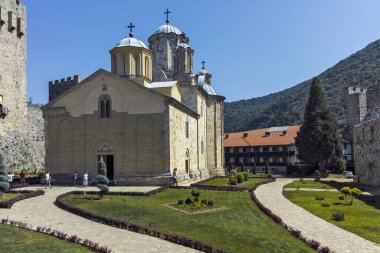 DESPOTOVAC, SERBIA - 11 Ağustos 2019: Manasija manastırı, Sumadija ve Batı Sırbistan 'daki ortaçağ binaları