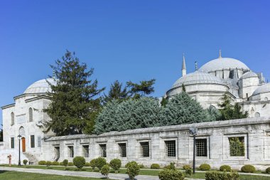 İSTANBUL, TURKEY - 26 Temmuz 2019: İstanbul, Türkiye 'de Süleyman Camii (Osmanlı İmparatorluğu Camii) inşaatı