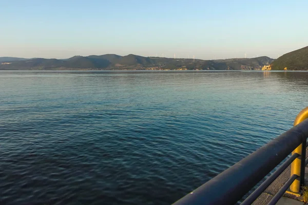 Golubac Serbie Août 2019 Incroyable Paysage Coucher Soleil Danube Traversant — Photo