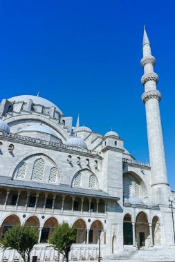 İSTANBUL, TURKEY - 26 Temmuz 2019: İstanbul, Türkiye 'de Süleyman Camii (Osmanlı İmparatorluğu Camii) inşaatı