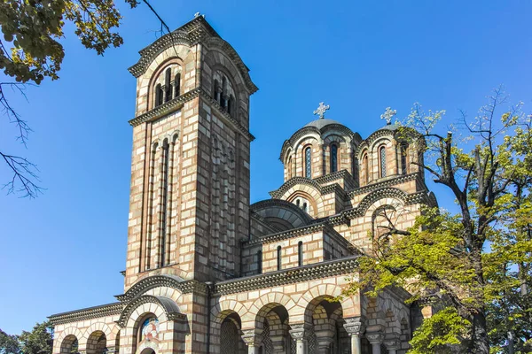 Belgrade Serbia Agosto 2019 Iglesia Ortodoxa Catedral San Marcos Centro —  Fotos de Stock