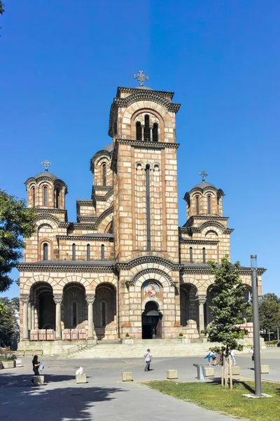 Belgrade Serbia Agosto 2019 Iglesia Ortodoxa Catedral San Marcos Centro — Foto de Stock