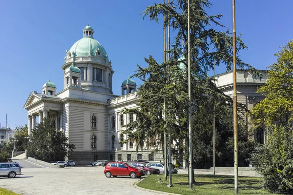 Belgrade Serbia August 2019 Köztársaság Nemzetgyűlése Skupstina Belgrád Belvárosában Szerbiában — Stock Fotó