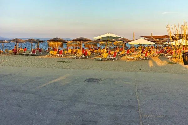 Stavros Grekland August 2019 Solnedgång Vid Kusten Byn Stavros Chalkidiki — Stockfoto