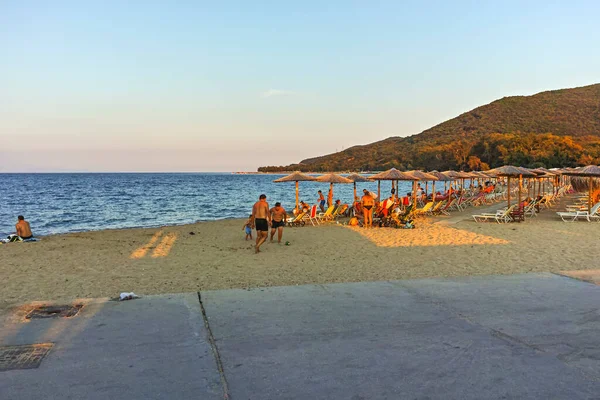 Stavros Griechenland August 2019 Sonnenuntergang Der Küste Des Dorfes Stavros — Stockfoto