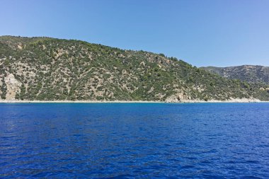Athos Dağı 'nın Kutsal Dağ Özerk Manastırı manzarası, Chalkidiki, Yunanistan