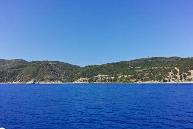 Athos Dağı 'nın Kutsal Dağ Özerk Manastırı manzarası, Chalkidiki, Yunanistan