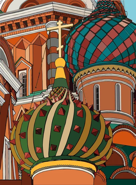 Санкт Петербург Собор Василия Блаженного Москве Красной Площади — стоковый вектор