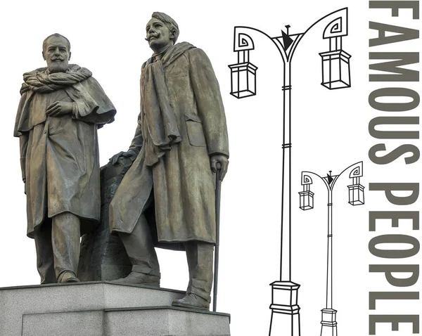 伟大的人物斯坦尼斯拉夫斯基和涅米罗维奇丹琴科在纪念碑中被永生化 — 图库照片