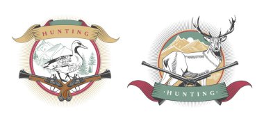 Doğanın arka planında hayvanlar olan logo avcılığı