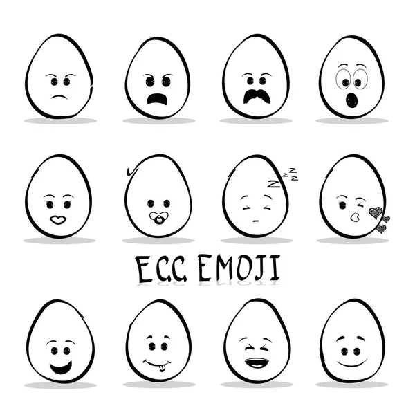 Zbiór jaj emoji na białym tle. — Wektor stockowy