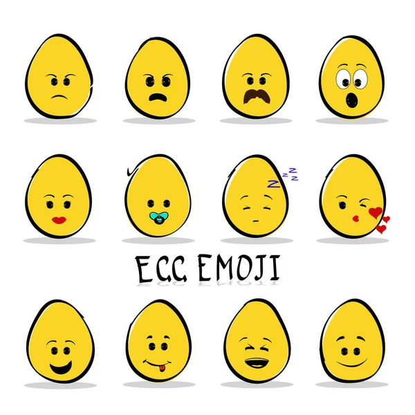 Set di 12 emoji uovo isolato su sfondo chiaro . — Vettoriale Stock
