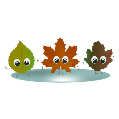 Düşen yapraklar iri gözlü. Vektör çizim