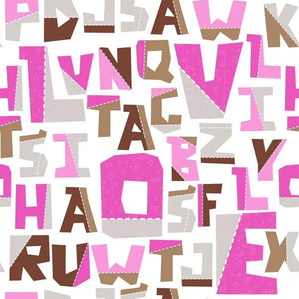 Περικοπή χεριών lubberly διάνυσμα αγάπη ροζ αλφάβητο χωρίς ραφή πρότυπο — Διανυσματικό Αρχείο