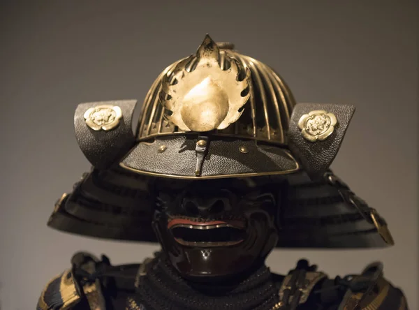 helmet on samurai statue