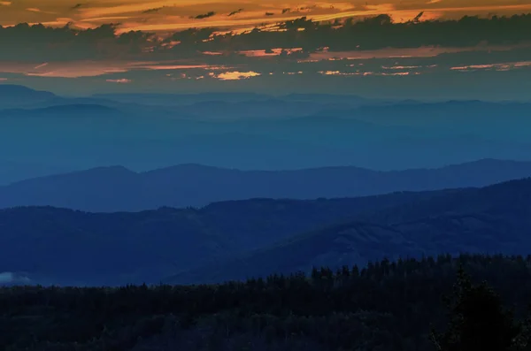 Zonsondergang vanaf de Berg Aigoual — Stockfoto