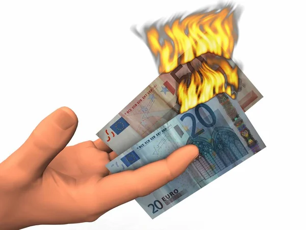 Brennende Euro-Banknoten — Stockfoto