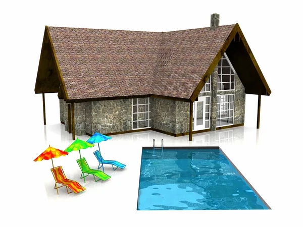 House and swimming pool — Stock Photo, Image
