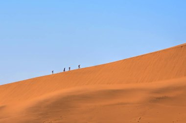Namibya 'da kırmızı bir tepeye tırmanmak