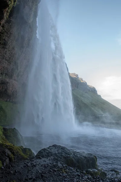 Seljalandsfoss Padá Zblízka Výstřel — Stock fotografie