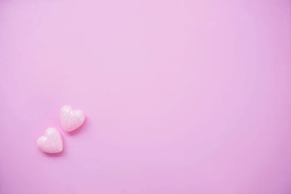 Februar Valentinstag Hintergrund Mit Rosa Herzen Auf Rosa Hintergrund Ansicht — Stockfoto