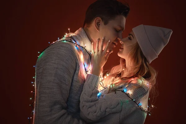 Young couple kissing and hugging each other — Stock Photo, Image