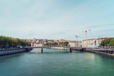 Lyon, Fransa - 7 Mayıs 2019. Lyon şehrinden güzel manzara, Fransa