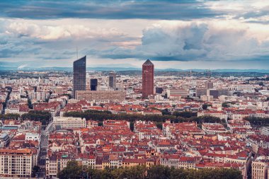 Lyon, Fransa - 9 Mayıs 2019. Lyon Fransa şehir görünümü