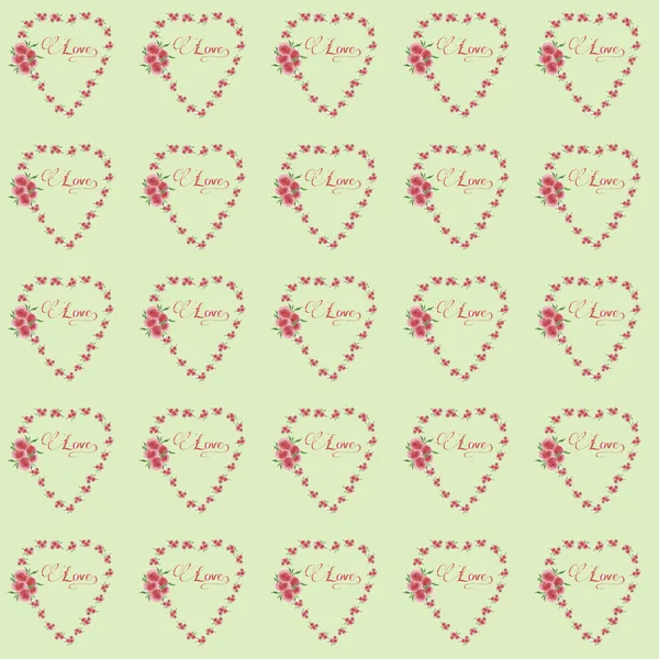 Pattern on a colored background from stylized wreaths of pink flowers — Stockfoto