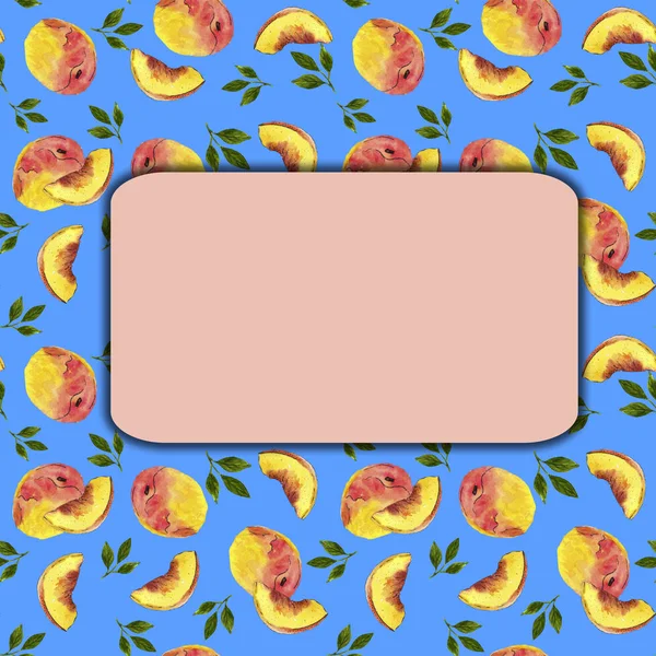 Изображения для открытки или флаера с изображением различных фруктов на цветном фоне — стоковое фото
