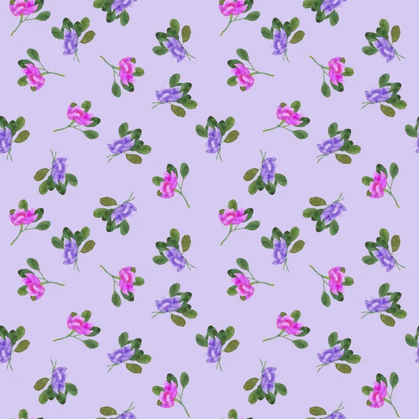 Pattern watercolor ornamental flowers with leaves on the background — Stock Photo, Image