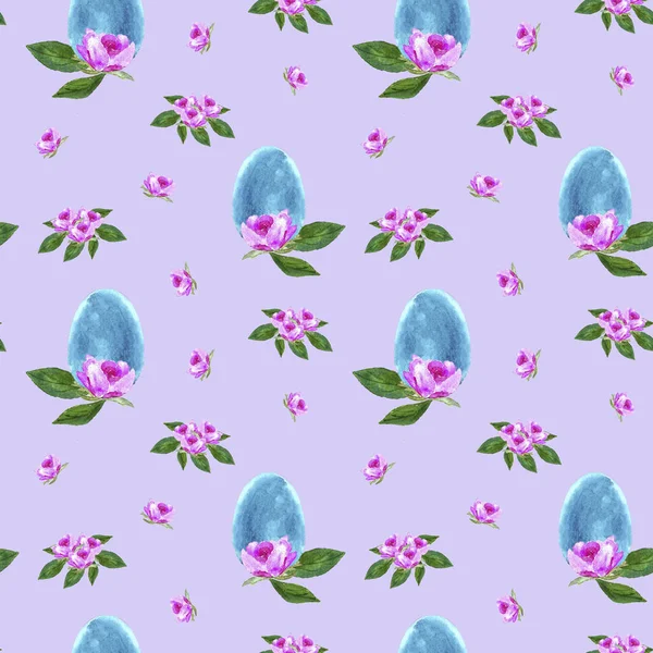 Μοτίβο από την εικόνα των πασχαλινών αυγών και λουλουδιών — Φωτογραφία Αρχείου