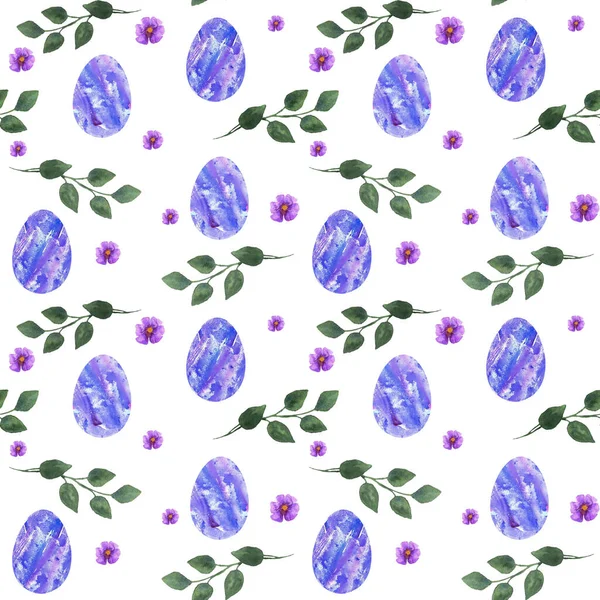 Patrón de la imagen de los huevos de Pascua y flores —  Fotos de Stock