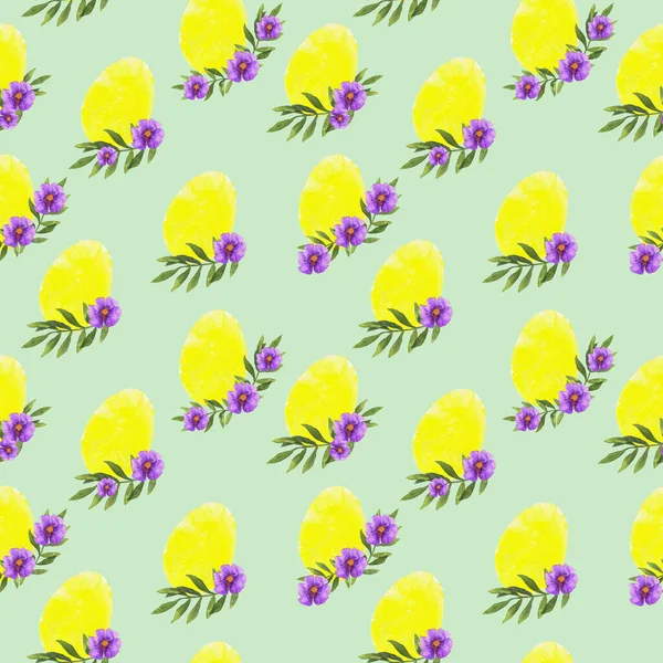 Шаблон с изображением пасхальных яиц и цветов — стоковое фото