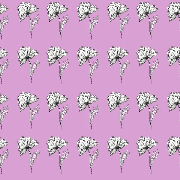 Pattern of graphic flowers with decor on a colored background — Stock Photo, Image