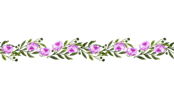 Banner watercolor decorative flowers on a white background — Stockfoto